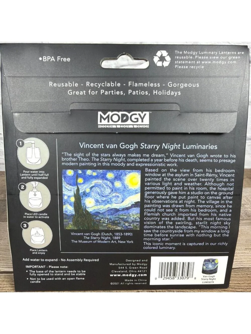 Luminary Lanterns Floating Set of 4 LED Candles Reusable Van Gogh Starry Night